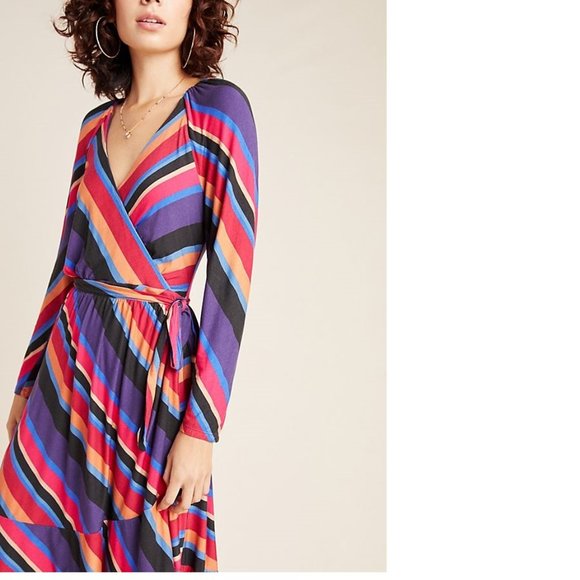 Anthropologie Angelique Wrap Striped Mini Dress - Picture 3 of 7
